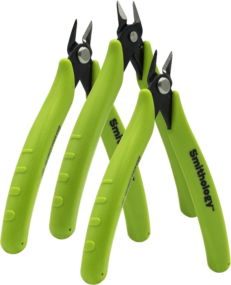 Smithology 4.8” Micro Flush Cutters 3PCS | Made from High Carbon Steel with Hidden Springback Design & Non-Slip Handles for Trimming Metal Wires, Zip Ties, Cables, Circuit Boards, & DIY Projects - Image 1